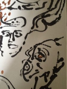 Abstrakte Traumdeutung Traumdeutung, symbolisiert durch gezeichnete, abstrakte Gesichter